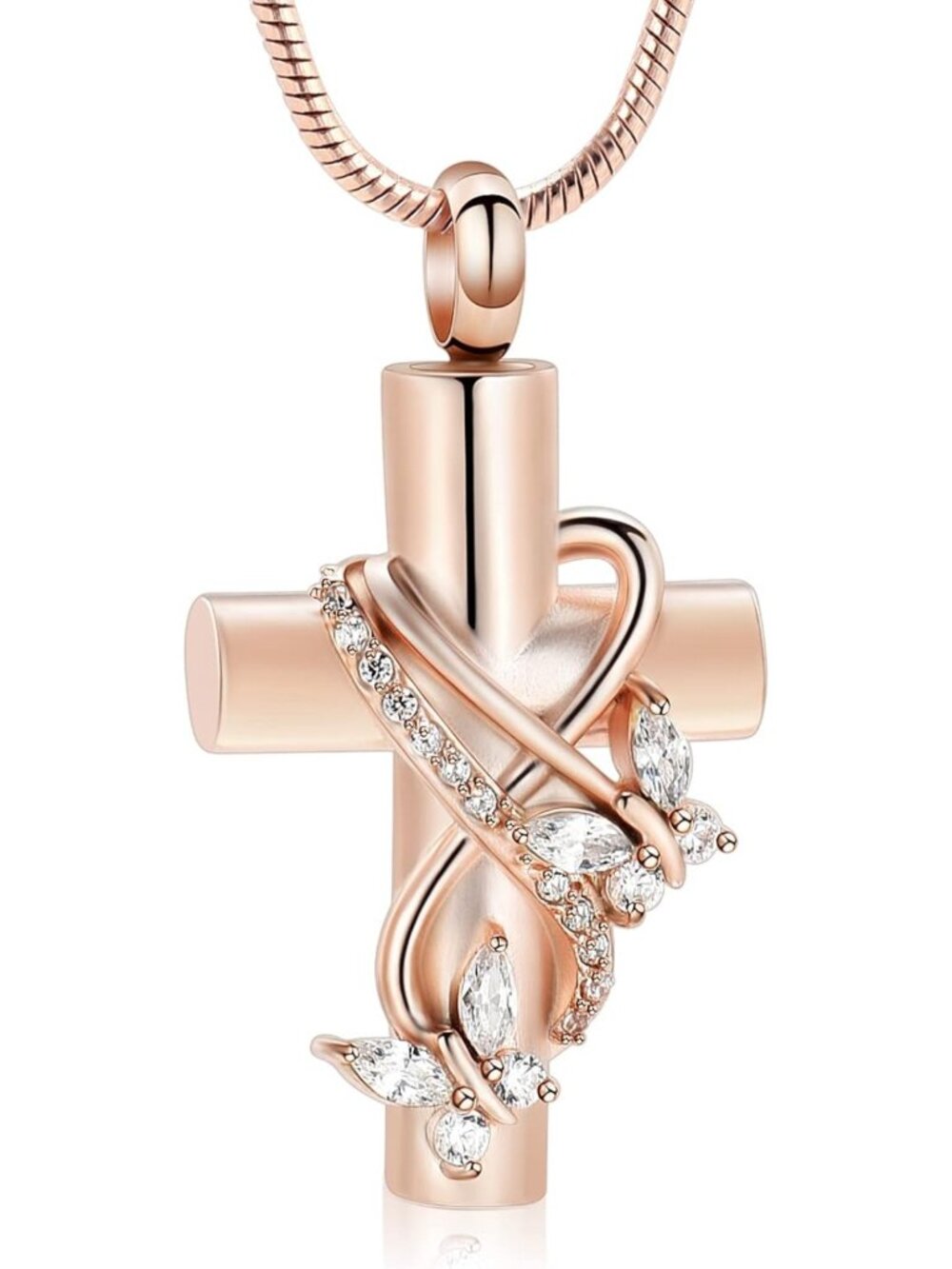 Butterfly Cross Urn Necklace for Ashes | Cremation Jewelry Pendant for Memorial
